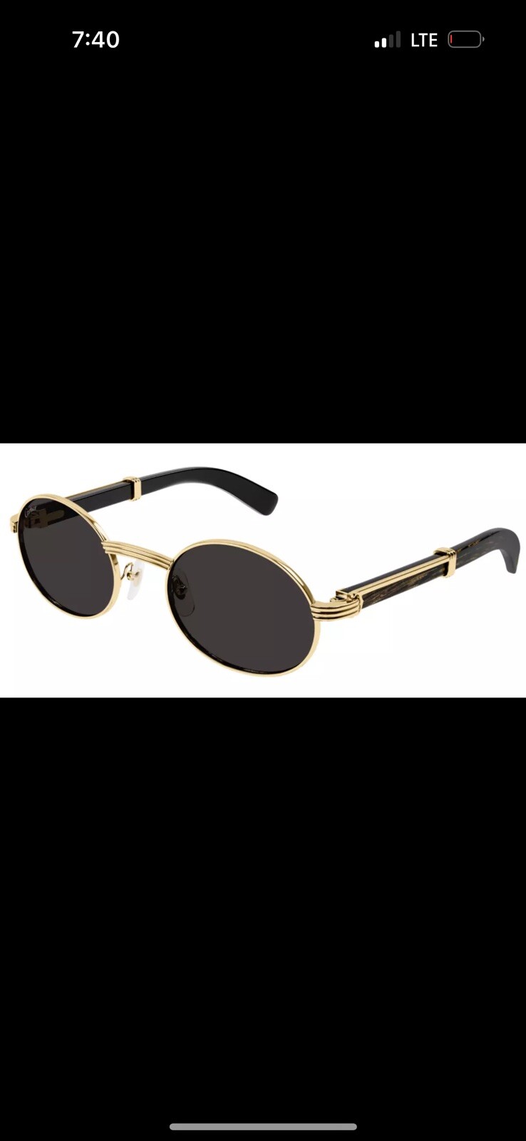 Cartier Sunglasses Black Buffalo Horn And Gold. Box, Papers and Receipt