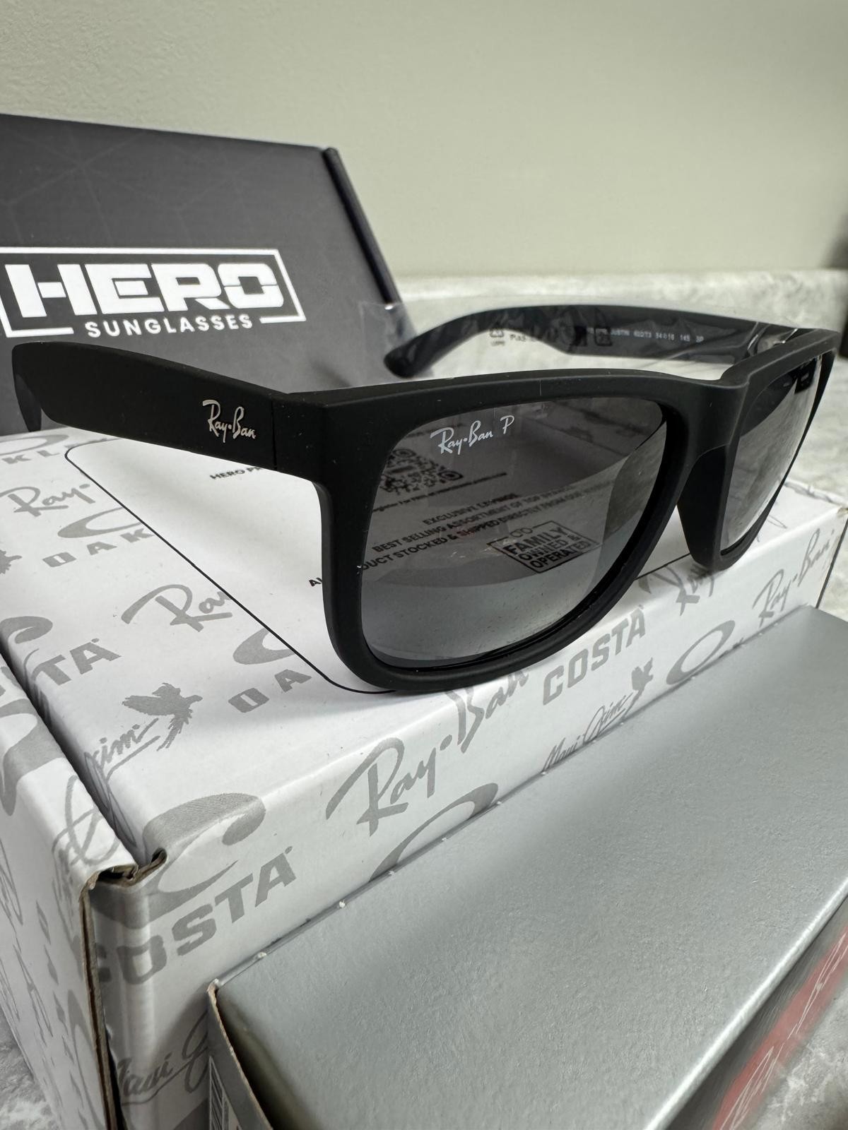 RAY BAN | NEW |JUSTIN MEDIUM | 4165 622 – T3 | 55 | RUBBER BLACK | GRADIENT GREY