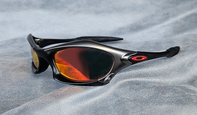Oakley Splice Sunglasses Gunmetal Black Frame FIRE lense, NEW.