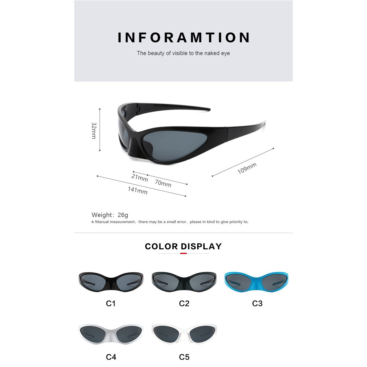 Wraparound Oval Sunglasses Unisex Retro Irregular Futuristic UV400 Shades