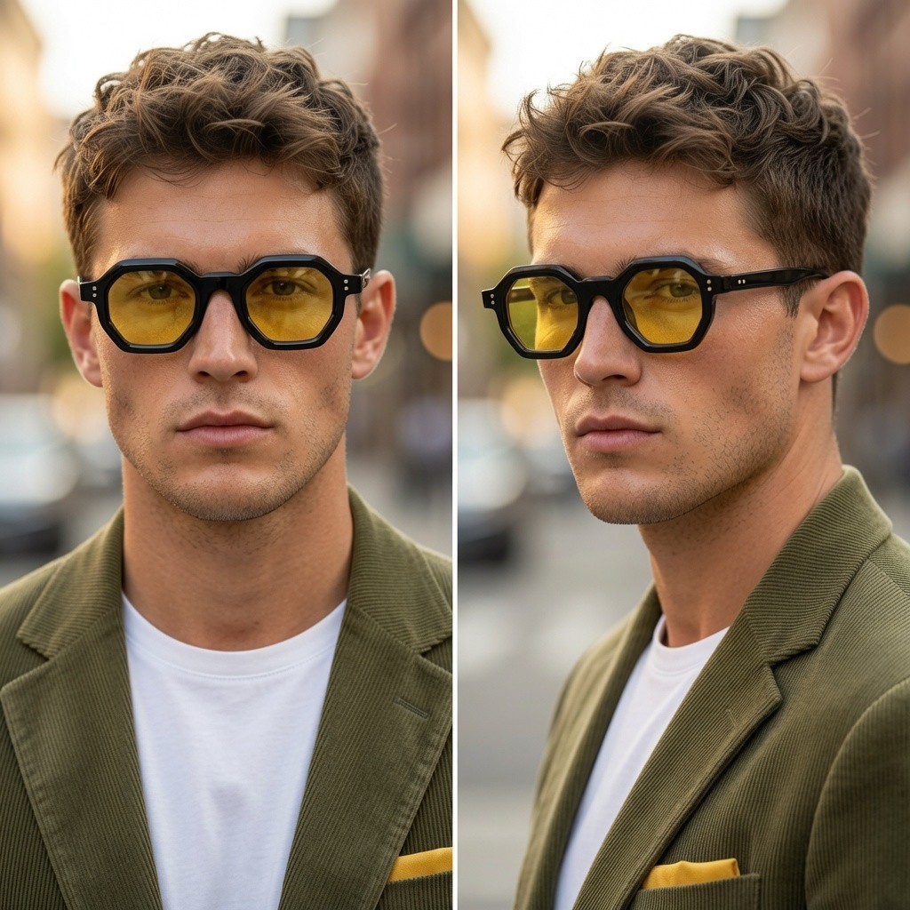 Men Sunglasses Chunky Geometric Eyewear Offers Unique Retro Fashion Style Classy