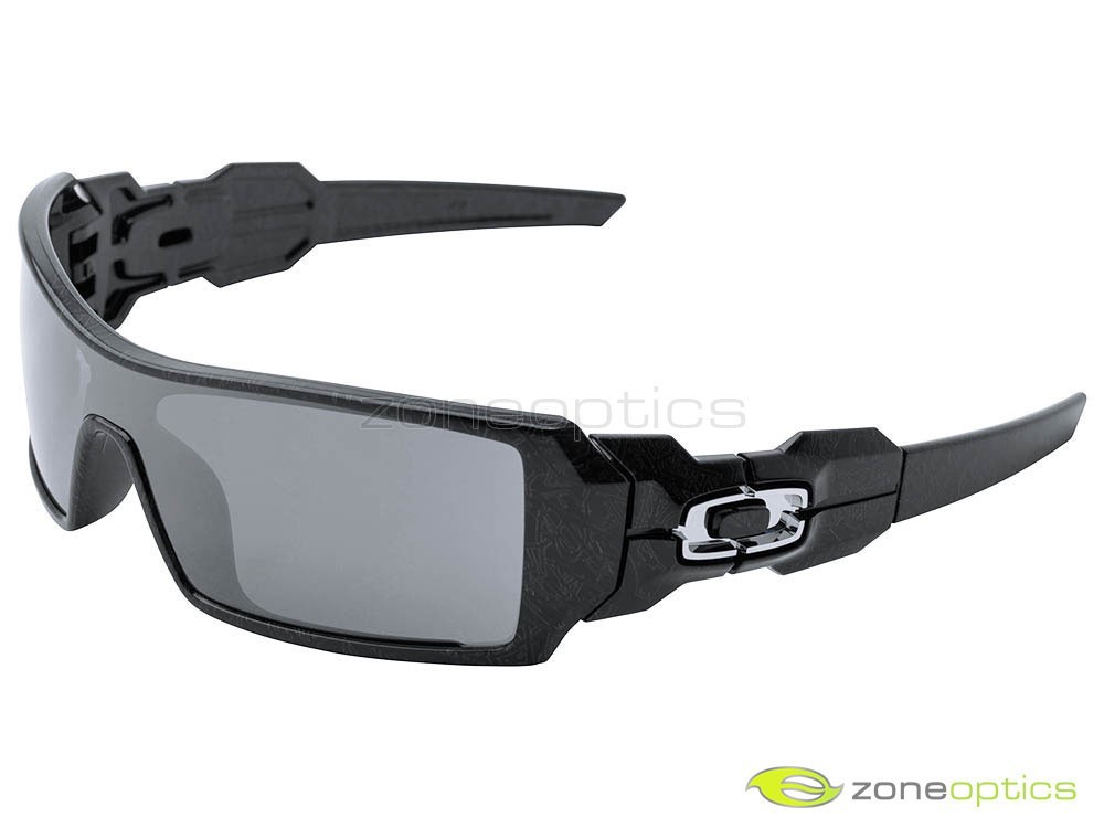 Oakley Oil Rig Sunglasses 24-058 Polished Black/Silver Ghost Text/Black Iridium
