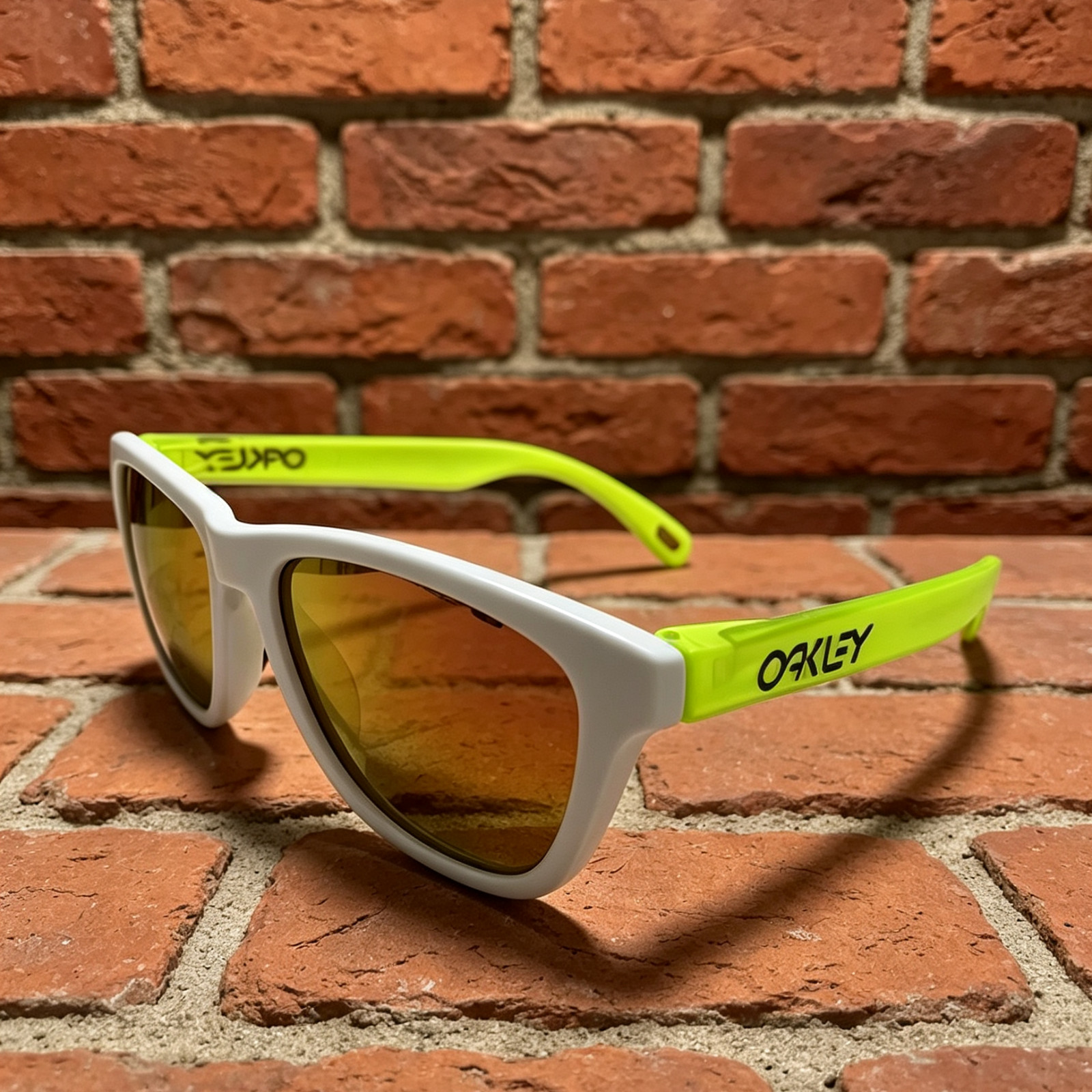 Oakley Frogskins OO9245 Sunglasses White/Green Frame Ruby Lenses