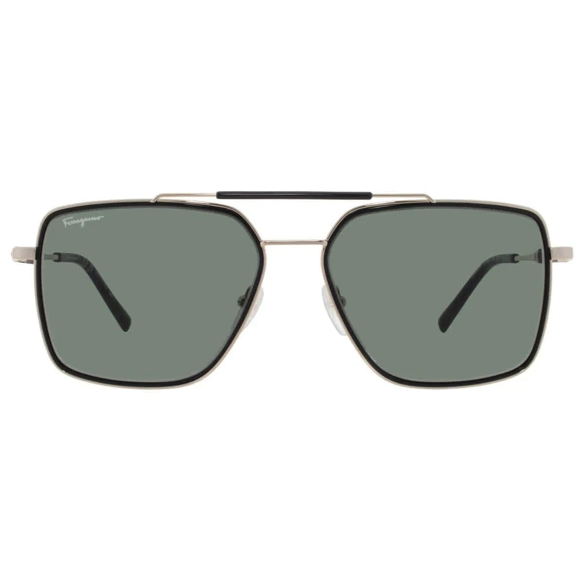 New Salvatore Ferragamo SF298S 703 Gold & Black Titanium Sunglass w/Green Lenses
