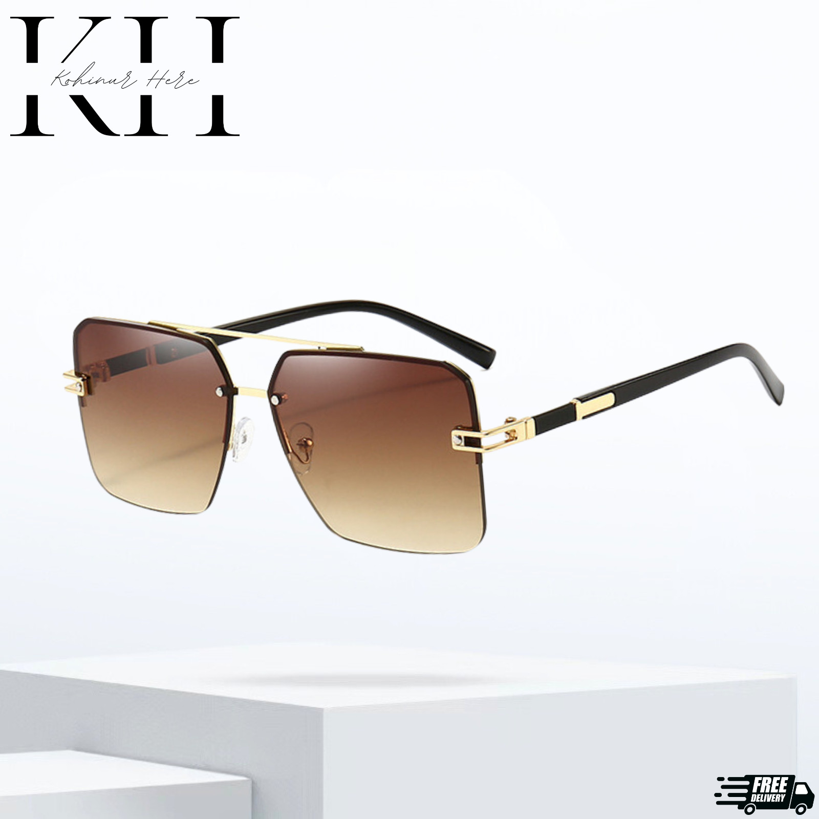 Men’s Sunglasses Designer Square Classic Gold Frame Shades Metal Fashion Hip Hop