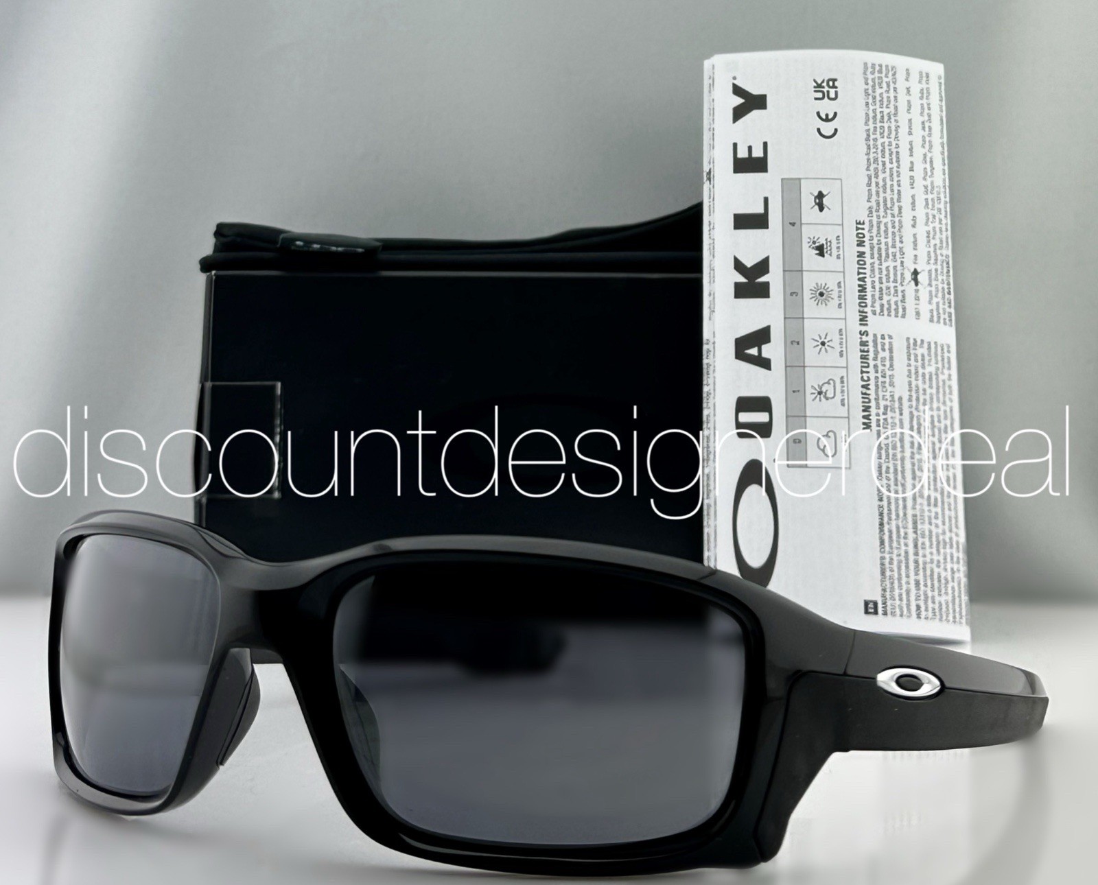 Oakley Men’s Straightlink Sunglasses OO9331-01 Black Frame Gray Lenses 61mm NEW