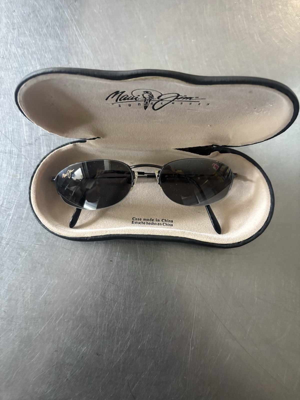 Maui Jim Bikini MJ-507-02 Rimless Oval Sunglasses Silver Frame Gray Tinted