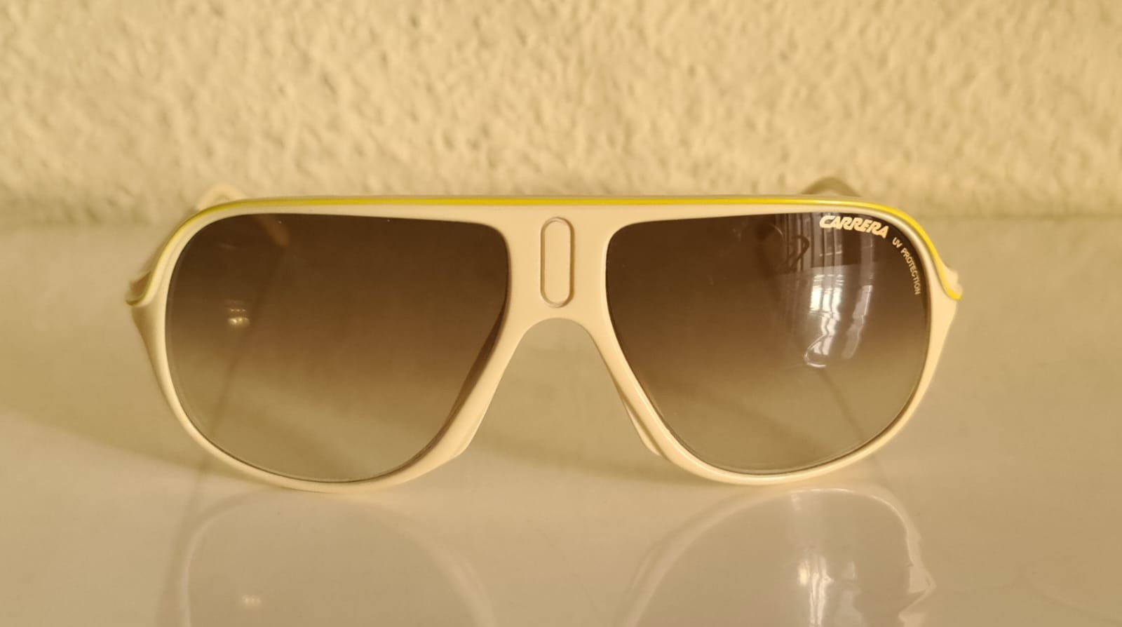 Vintage CARRERA Safari Sunglasses Ivory Oversized Frame Gradient Lenses 1980s