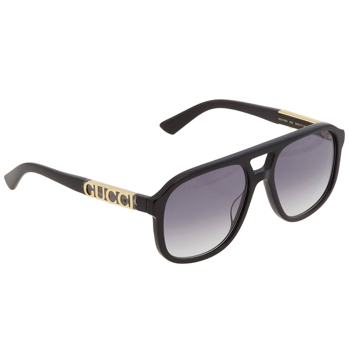 Gucci Gray Gradient Pilot Unisex Sunglasses GG1188S 002 58 GG1188S 002 58