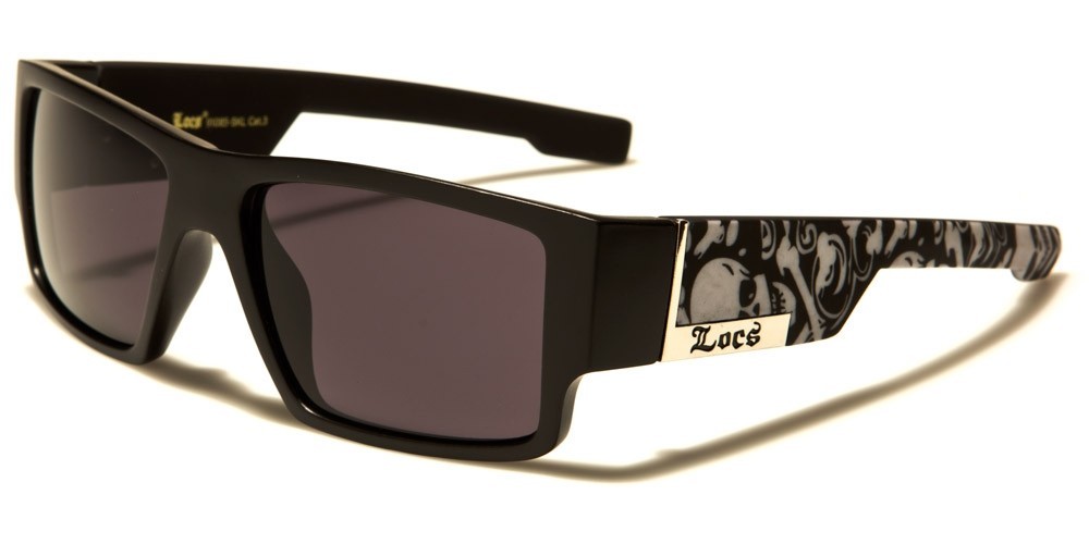 LOCS Sunglasses Gangster Style Hardcore Shades Square Printed Skull Legs For Men