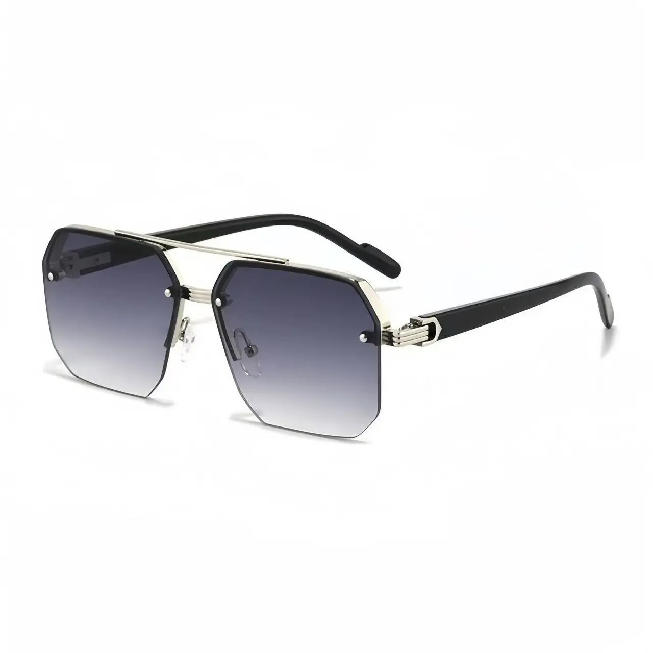 Shinethru Unisex Retro Square Frame Sunglasses – 1 Pair PC Plastic Semi-Rimless