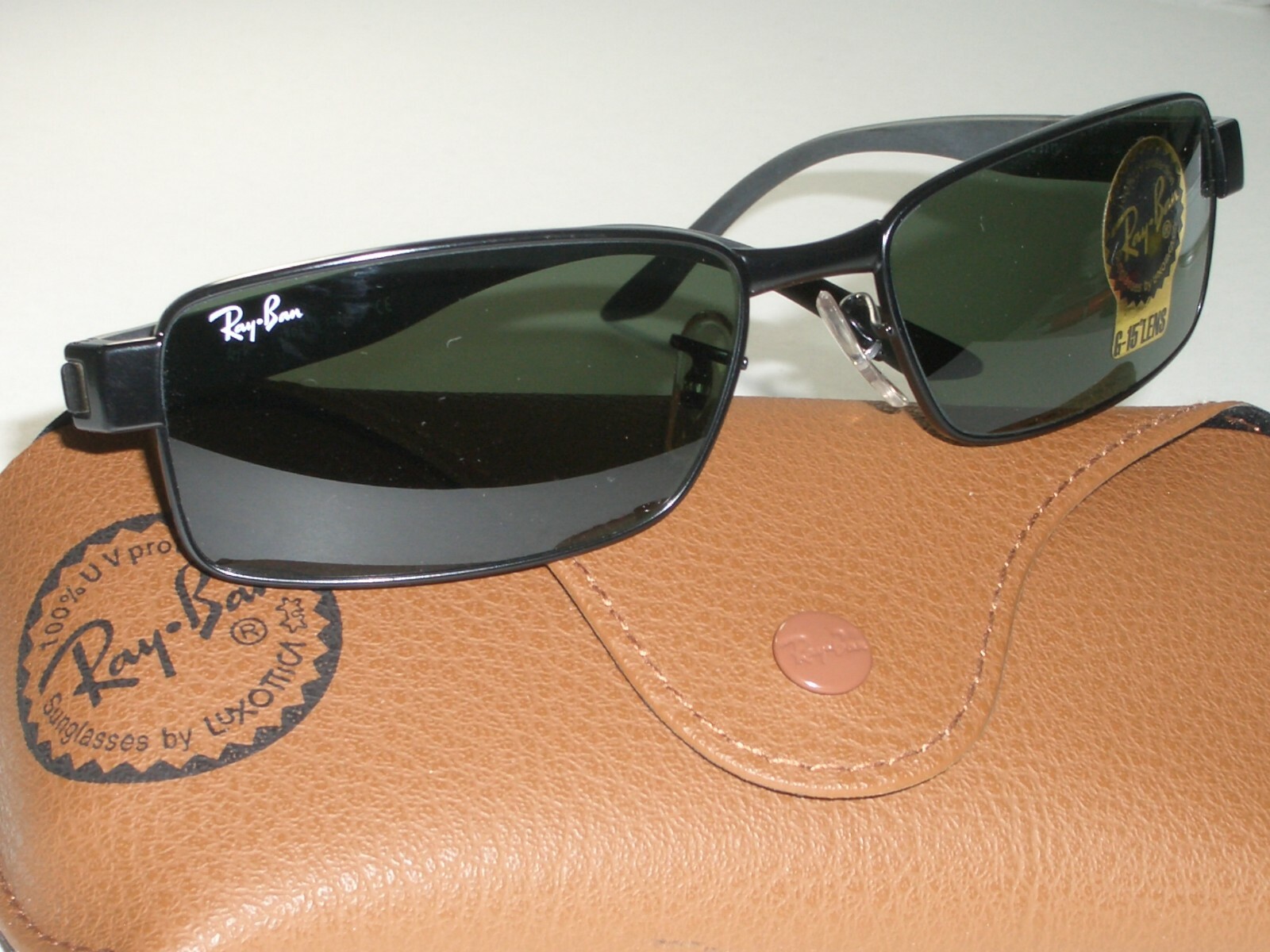 58[]17 RAY BAN RB3272 006 G15 CRYSTAL BLACK SLIM LINE RECTANGULAR SUNGLASSES NEW