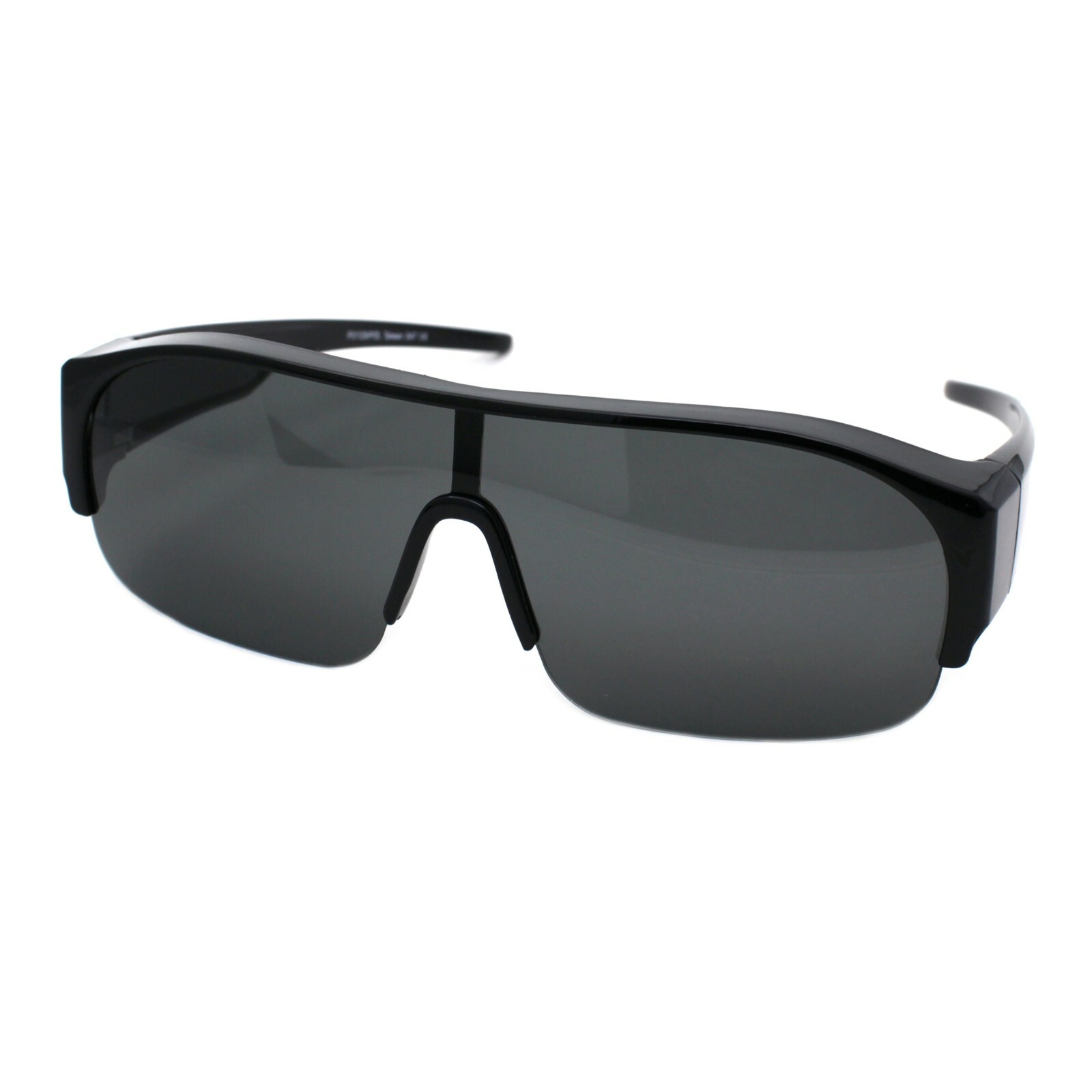 Polarized Lens Fit Over Glasses Sunglasses Mens Half Rim Wide Frame