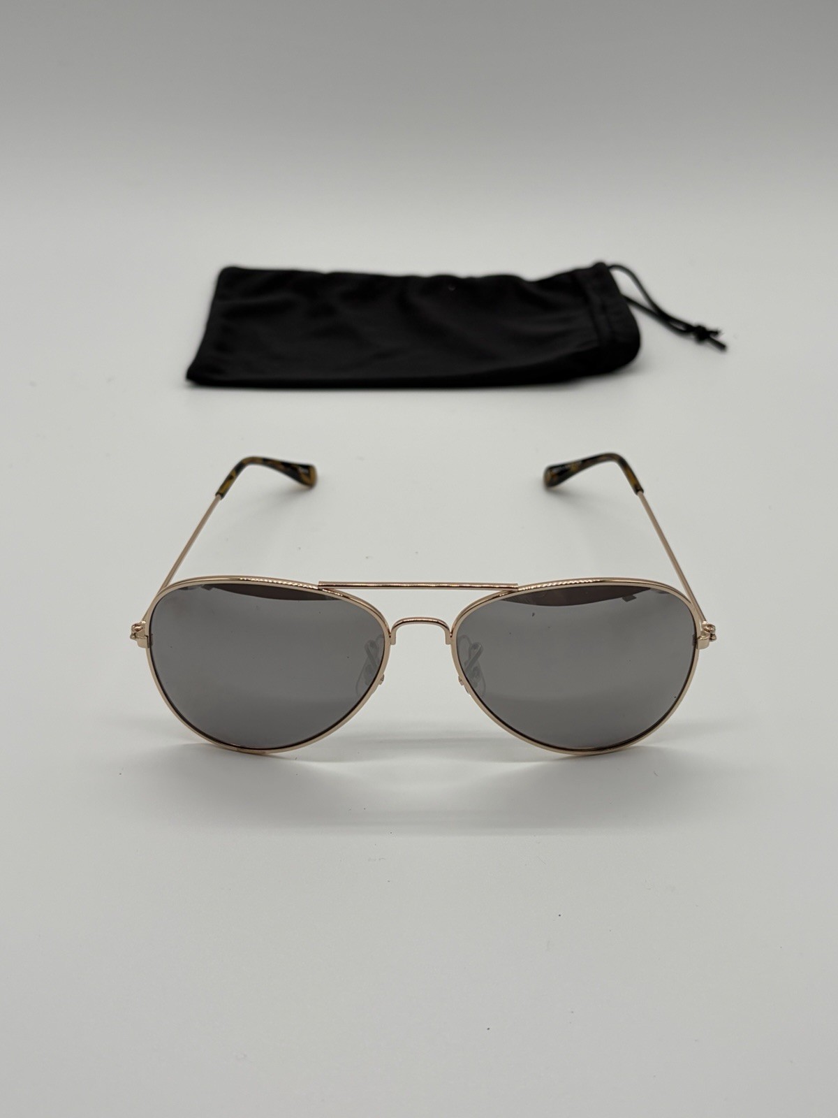 Women’s Aviator Sunglasses Gold Tone Tortoise Arms Dark Lens Double Bridge