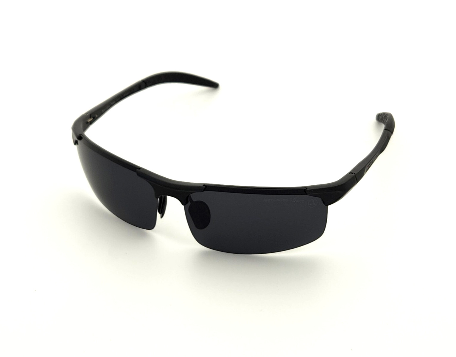 Polarized Mercedes Benz Flex Arm Metal Sports Rimless Sunglasses Black Smoke MB1