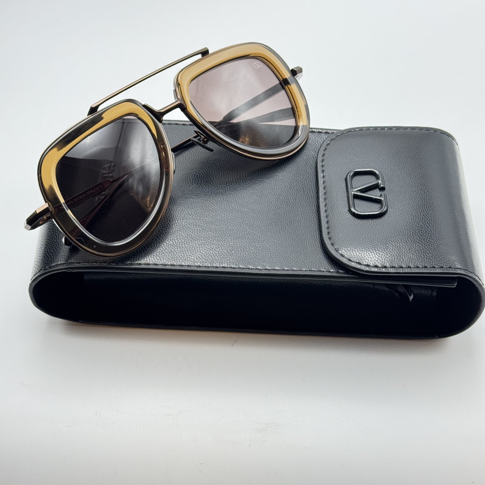 Valentino Sunglasses V-LSTORY-VLS-129D Brown Aviator Frame Brown Lens 50mm NEW