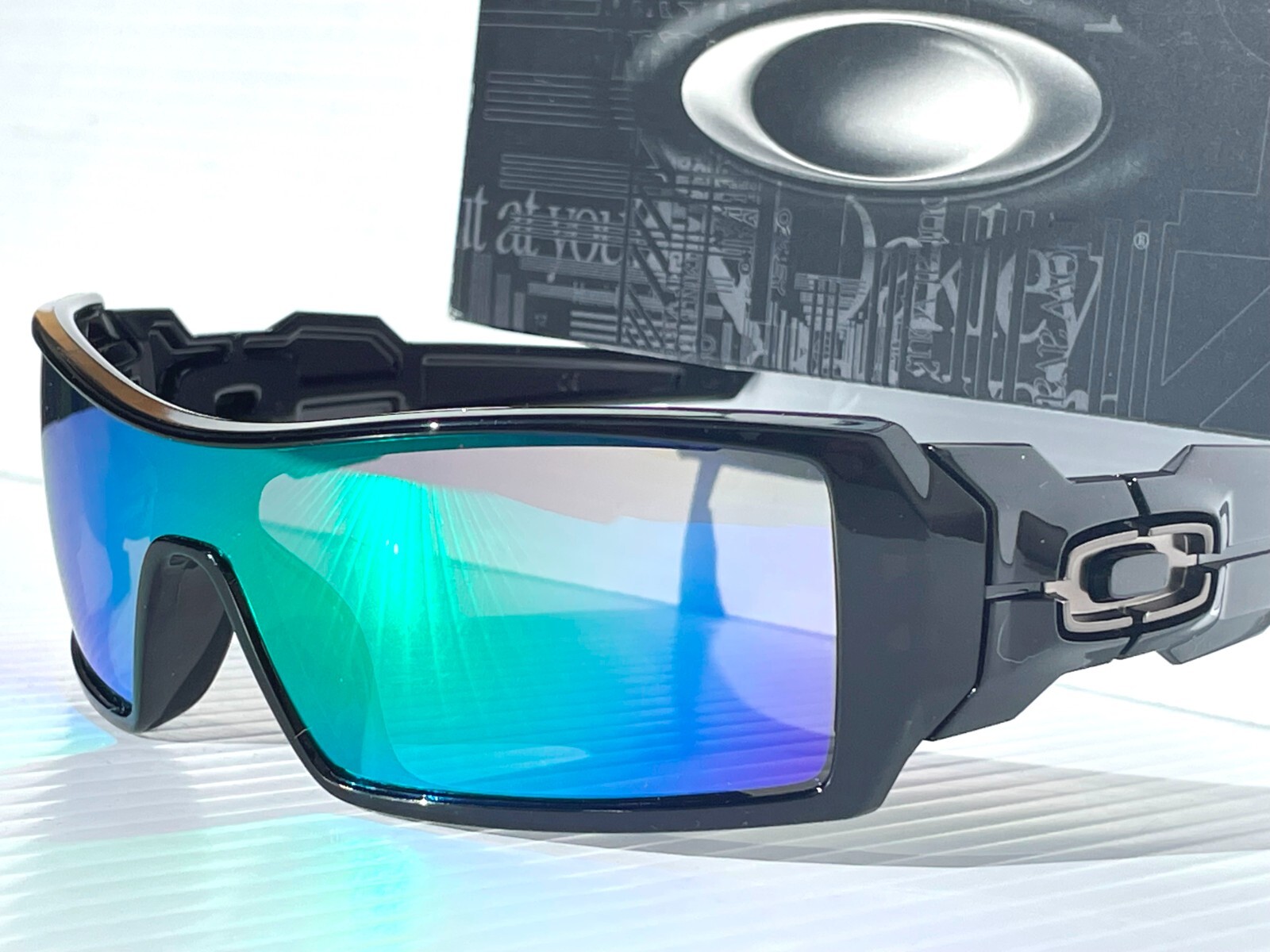Oakley OIL RIG polished BLACK POLARIZED Galaxy JADE Mirror lens Sunglass 9081
