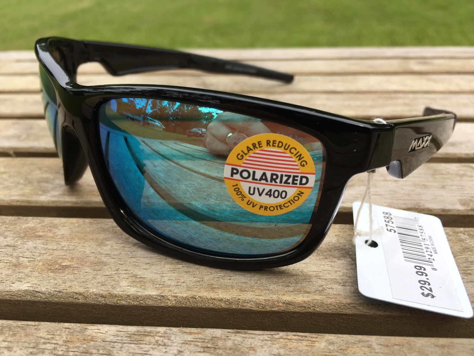 Maxx HD Sunglasses Retro 2.0 Polarized Black Smoke Lens Mirrored Blue 57588