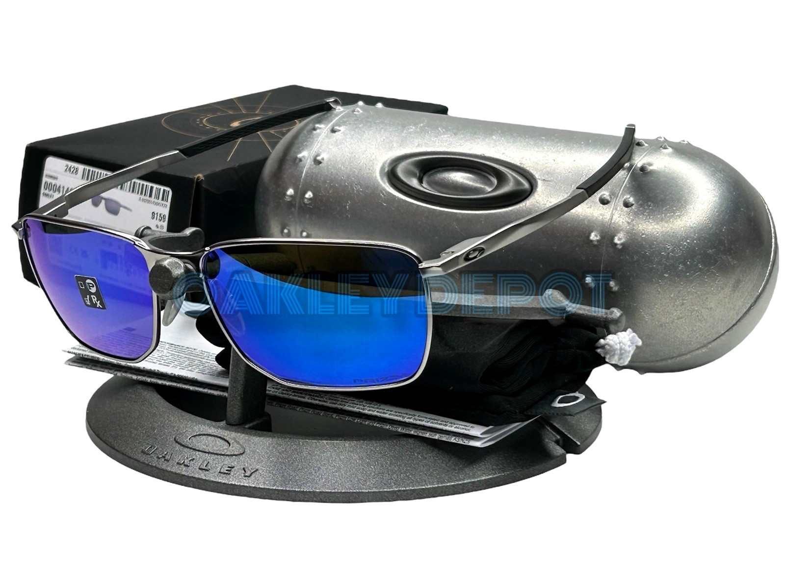 ✅🕶️ OAKLEY EJECTOR 004142 SATIN CHROME/PRIZM SAPPHIRE SUNGLASSES (72)