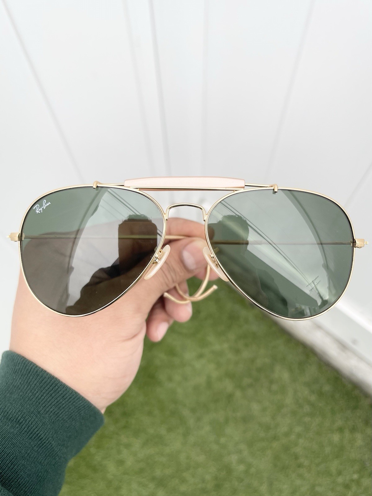 New Ray Ban Outdoorsman Rat Tail RB3030 3030 Gold G15 Lens Size 58/14