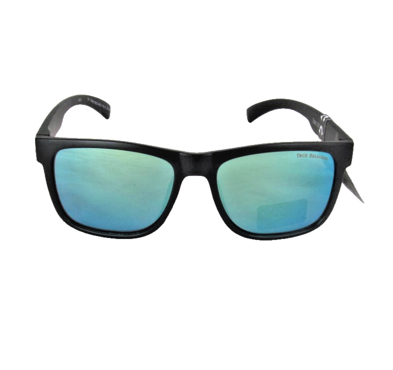 TRUE RELIGION Men Matte Black Sunglasses Blue Reflective Lenses TRM1860-MBY-YM-S