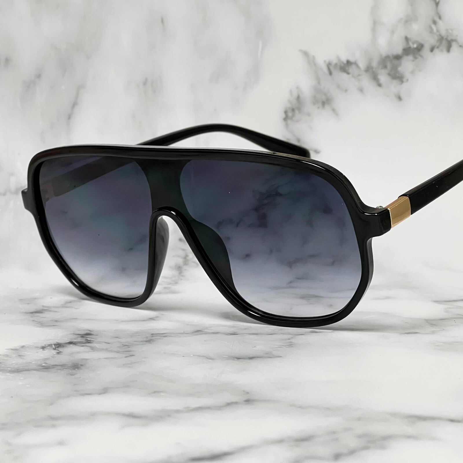 Men Guy Dude Square Sunglasses Shades 100% UV Protection Fashion Flat Black Lens