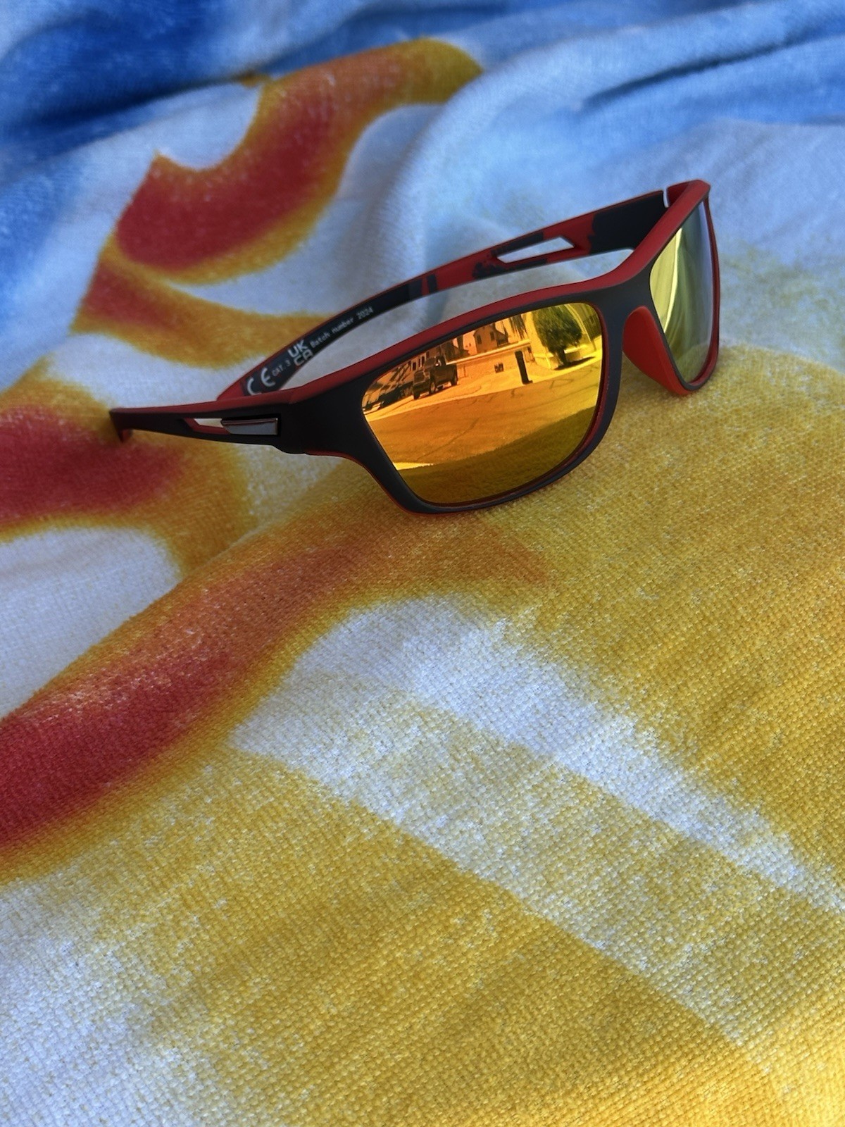 Sunglasses Men Lightweight Reflective Red And Black