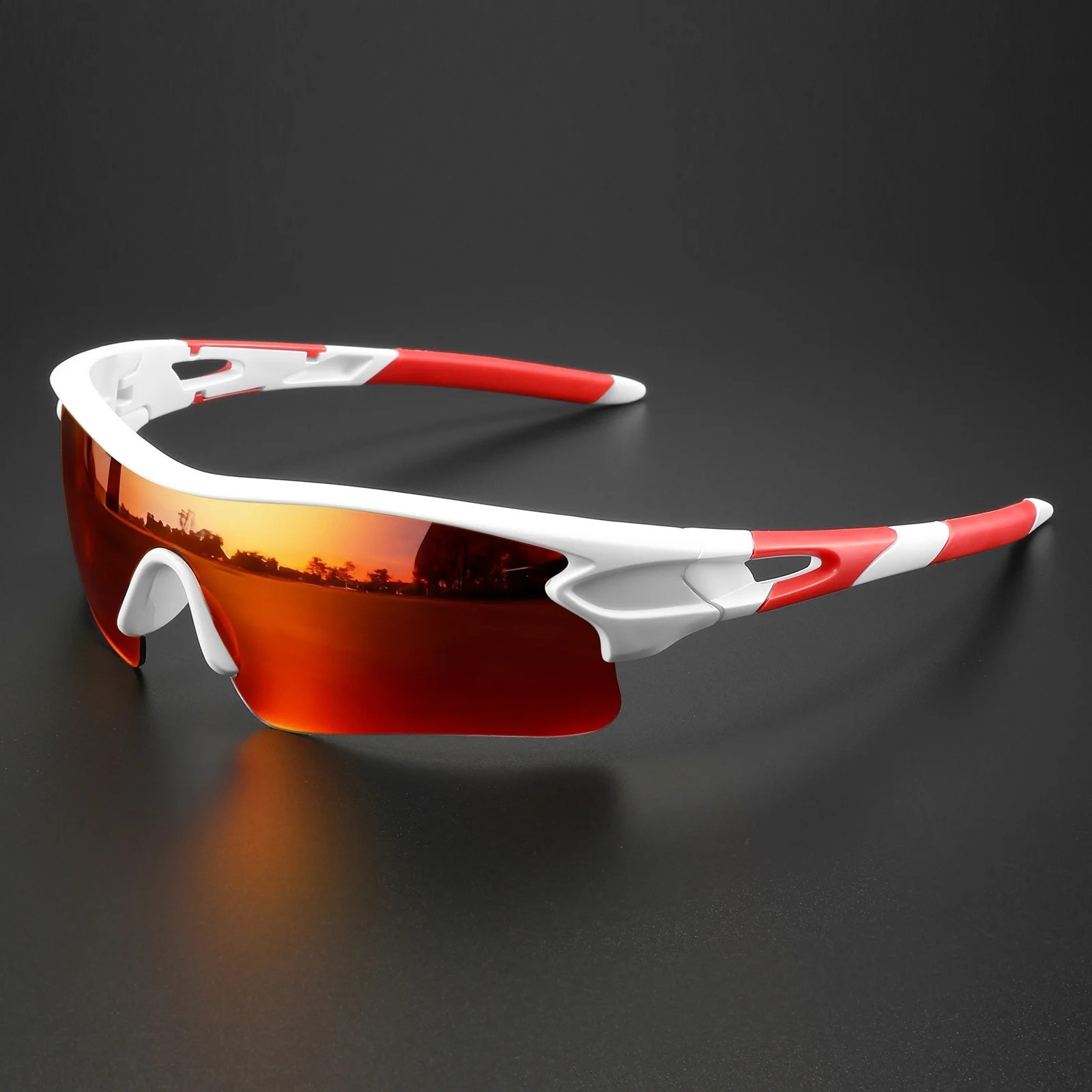 Sports Sunglasses with One-Piece Wraparound UV400 Lens for Hiking & Outdoor