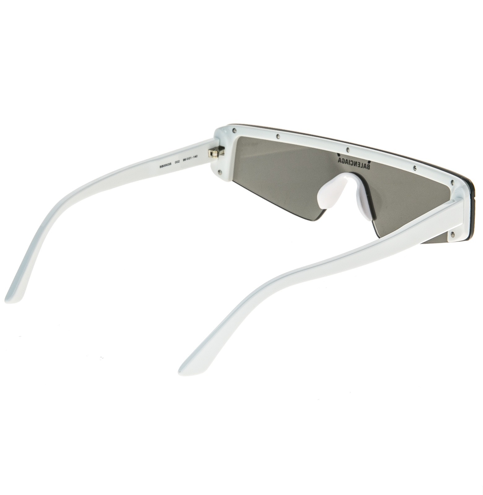 BALENCIAGA BB0003S SKI 0003 White Silver Mirrored Slim Fashion Shield Sunglasses