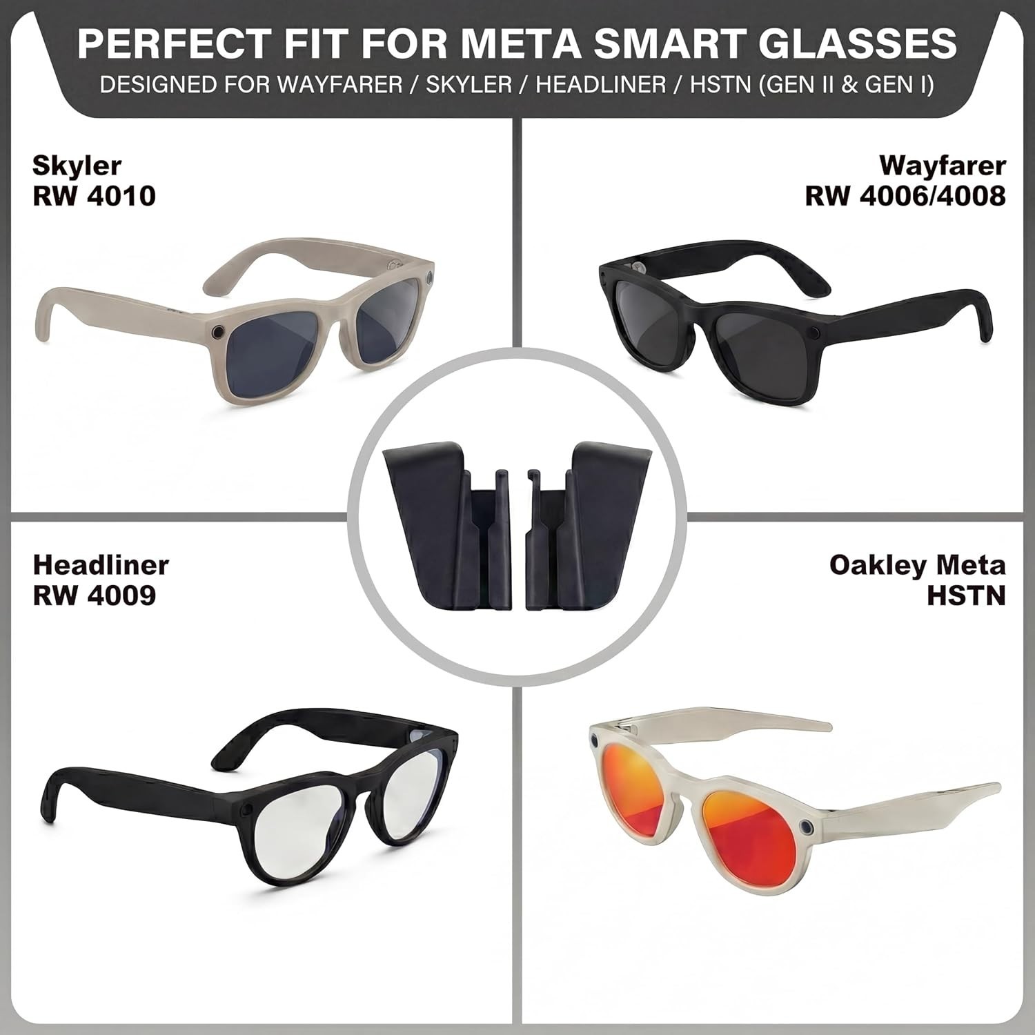 2 Pairs Silicone Side Shields for Glasses | ONLY One Size, Matte Black