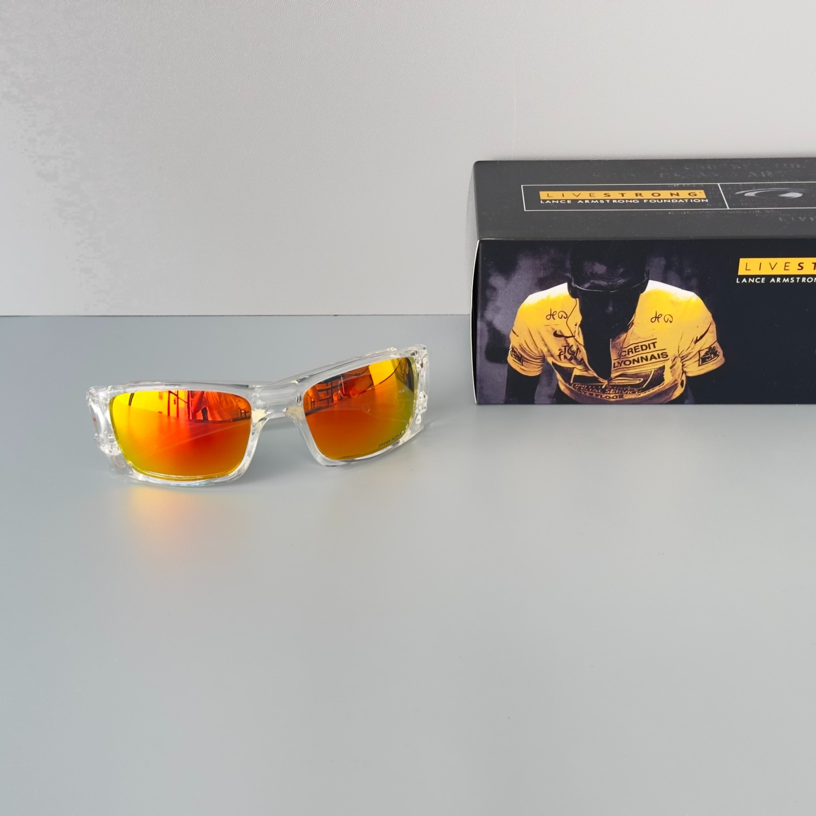 Oakley Fuel Cell OO9096 Crystal Clear Frame Prizm Ruby Sunglasses Red Icon W/Box
