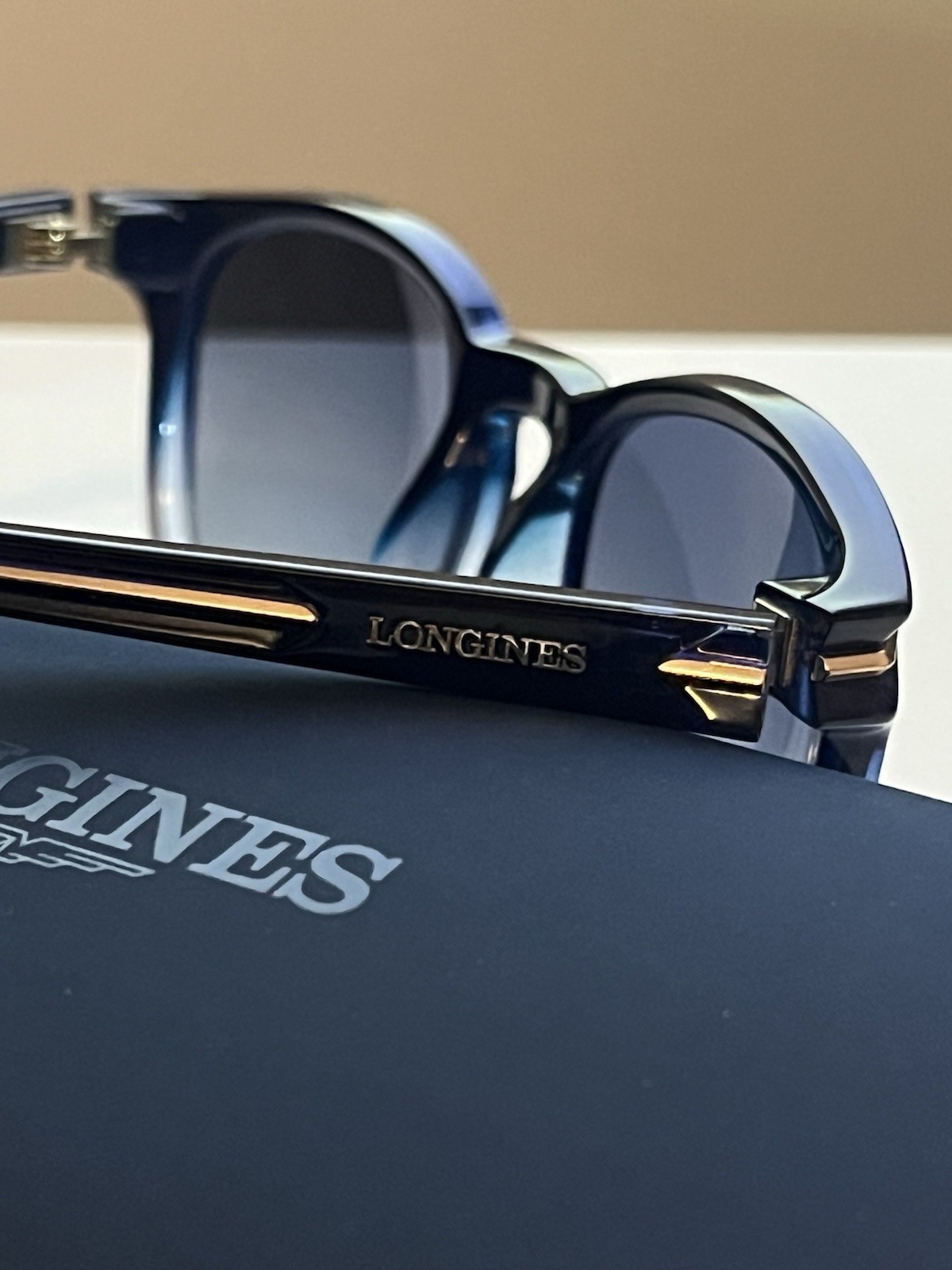 Longines LG0001-H/S 92X Round Sunglasses Blue Frame Gray Tinted Lenses 54-19