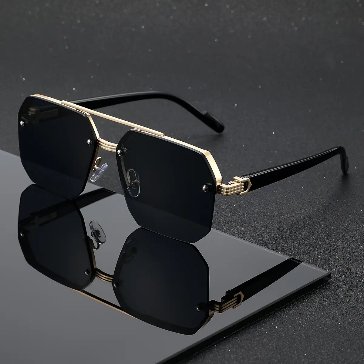 Shinethru Unisex Retro Square Frame Sunglasses – 1 Pair PC Plastic Semi-Rimless