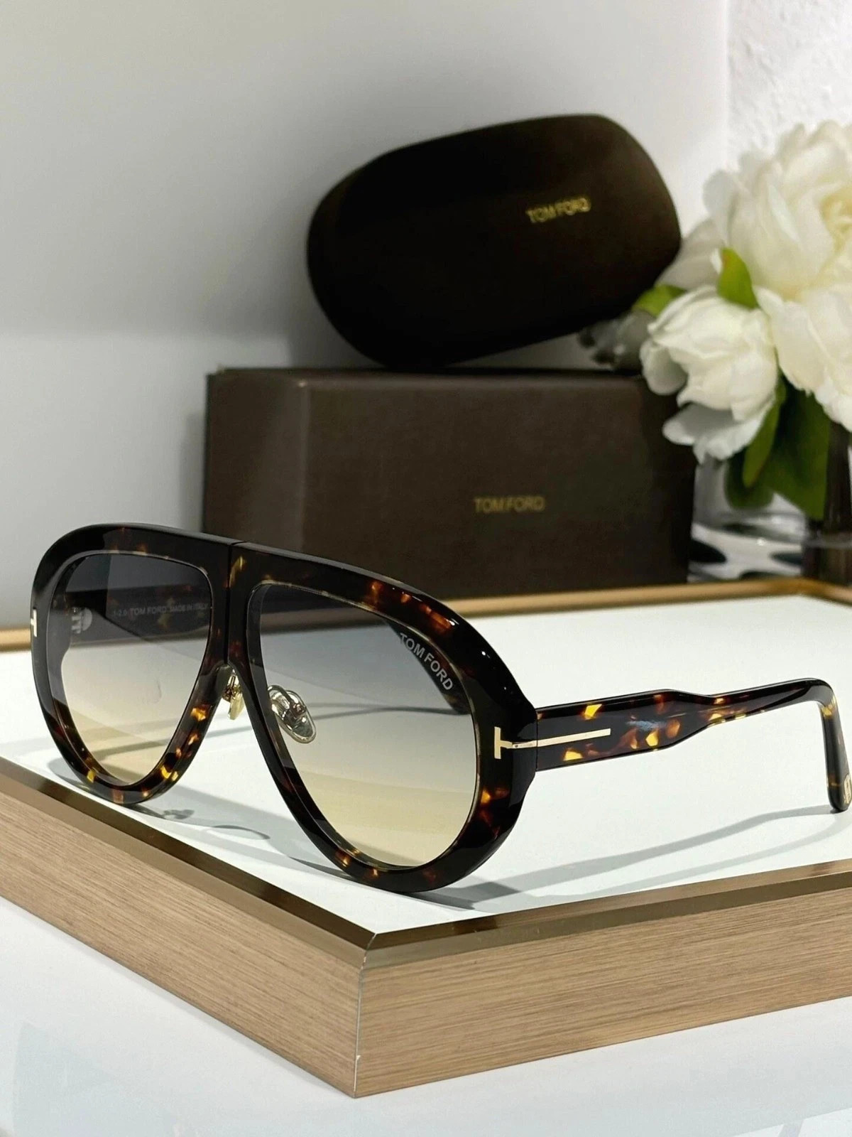 Tom Ford TROY FT0836 Tortoiseshell Sunglasses Men 61-10-140 Luxury Shades