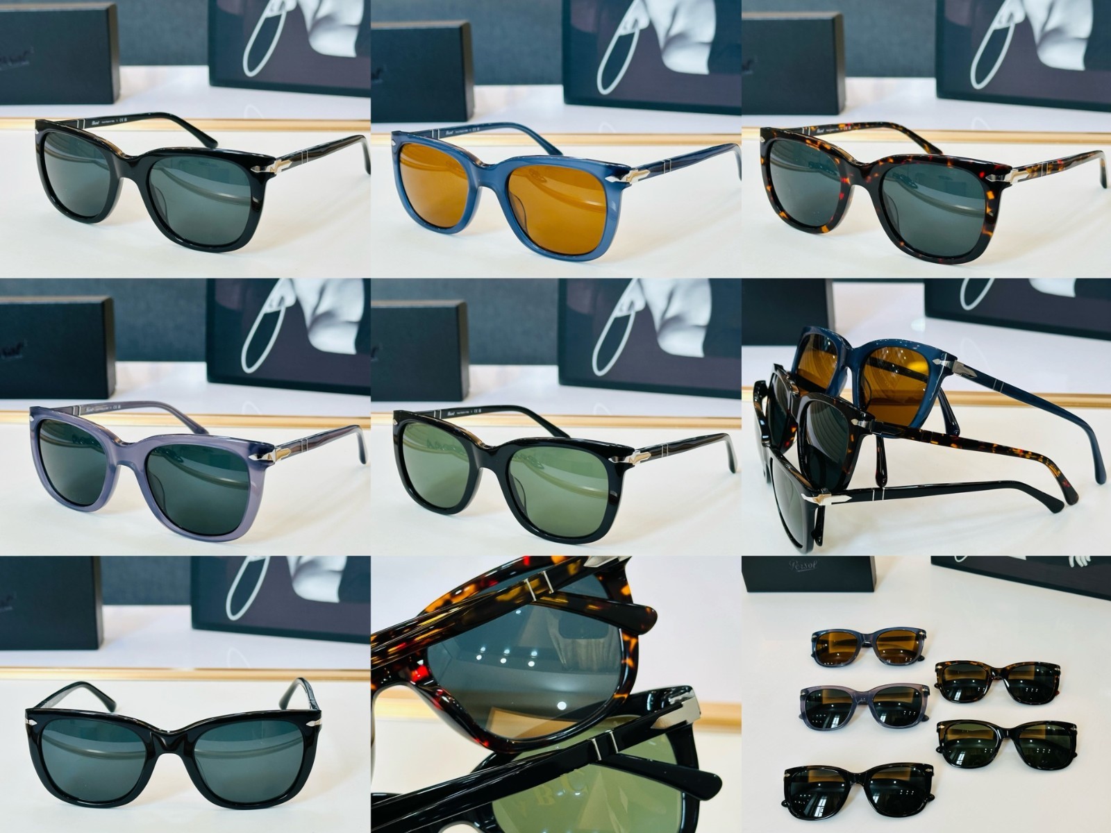 Persol PO3269-S Sunglasses Square Frame Black/Green Lens 53口21-145mm – NEW BOX