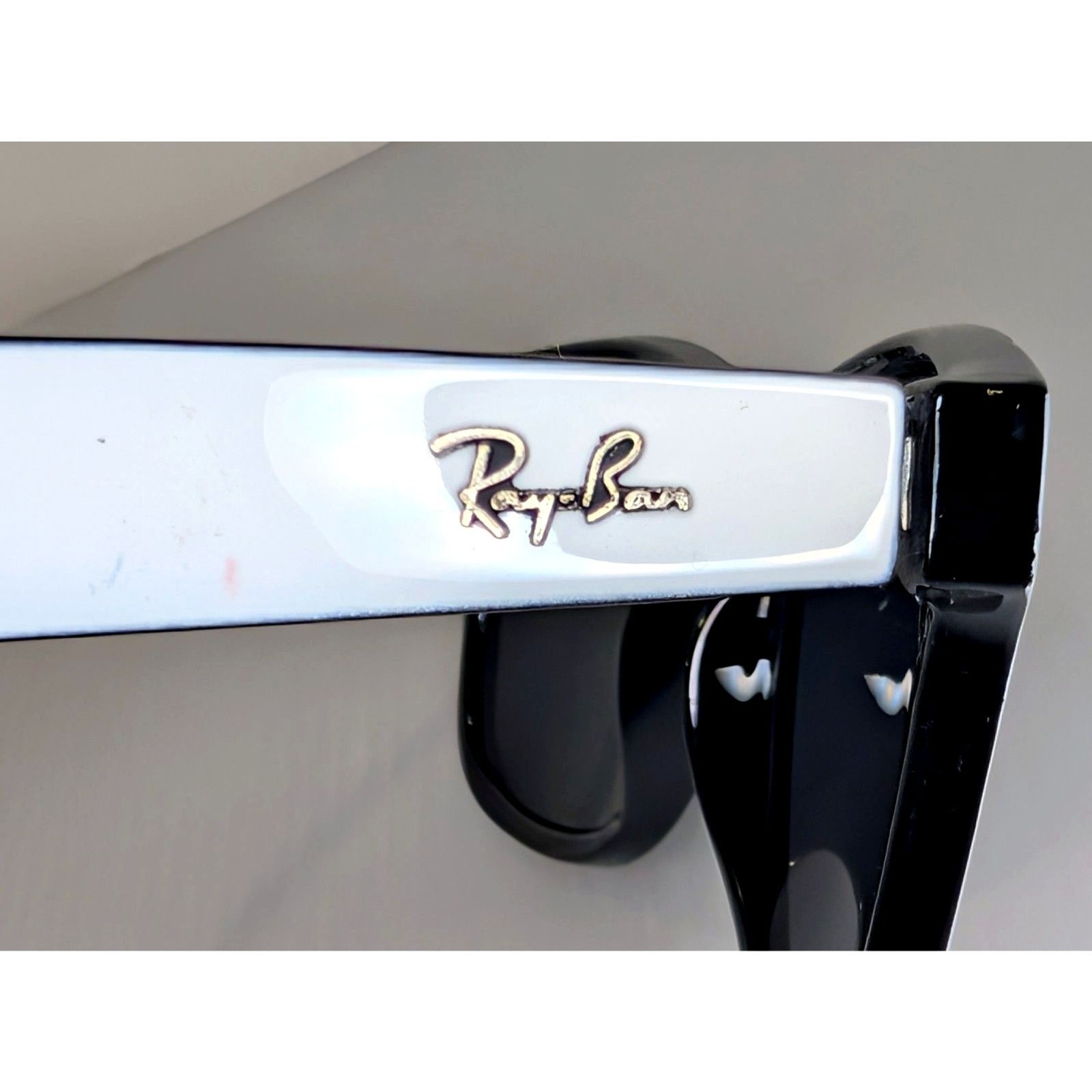 Vintage Ray-Ban Wayfarer Sunglasses White Black Frame Large Italy