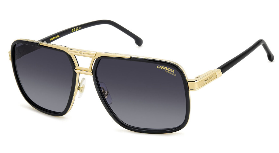 CARRERA 1071/S 2M2 9O Black Gold/Dark Grey Shaded Rectangular Men’s Sunglasses