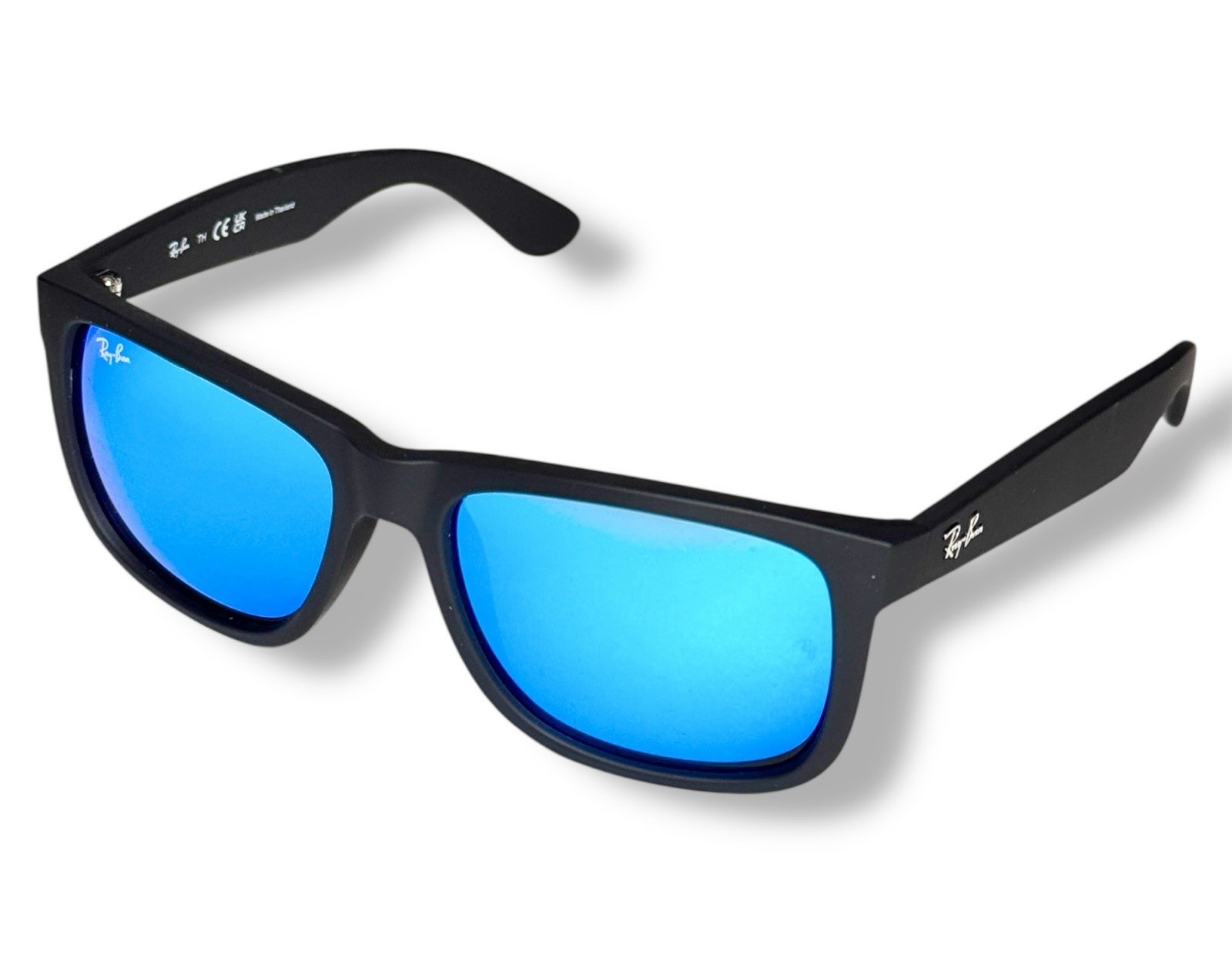 Ray Ban RB4165 622/55 Justin Color Mix Sunglasses Black Matte Blue Mirror 54mm
