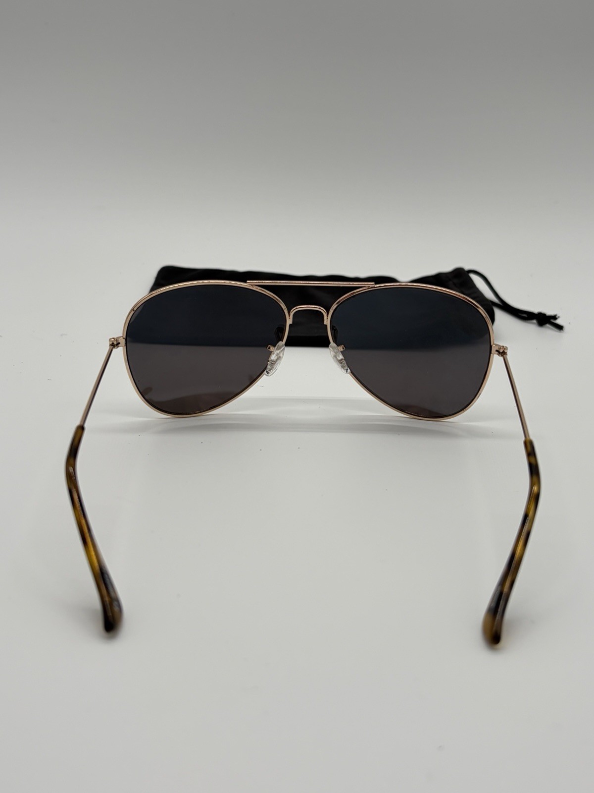 Women’s Aviator Sunglasses Gold Tone Tortoise Arms Dark Lens Double Bridge