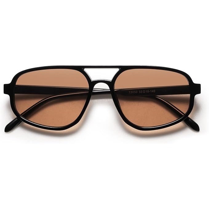 Men’s Sunglasses Designer Hip Hop Black Frame Champagne Lens Classic Pilot Style