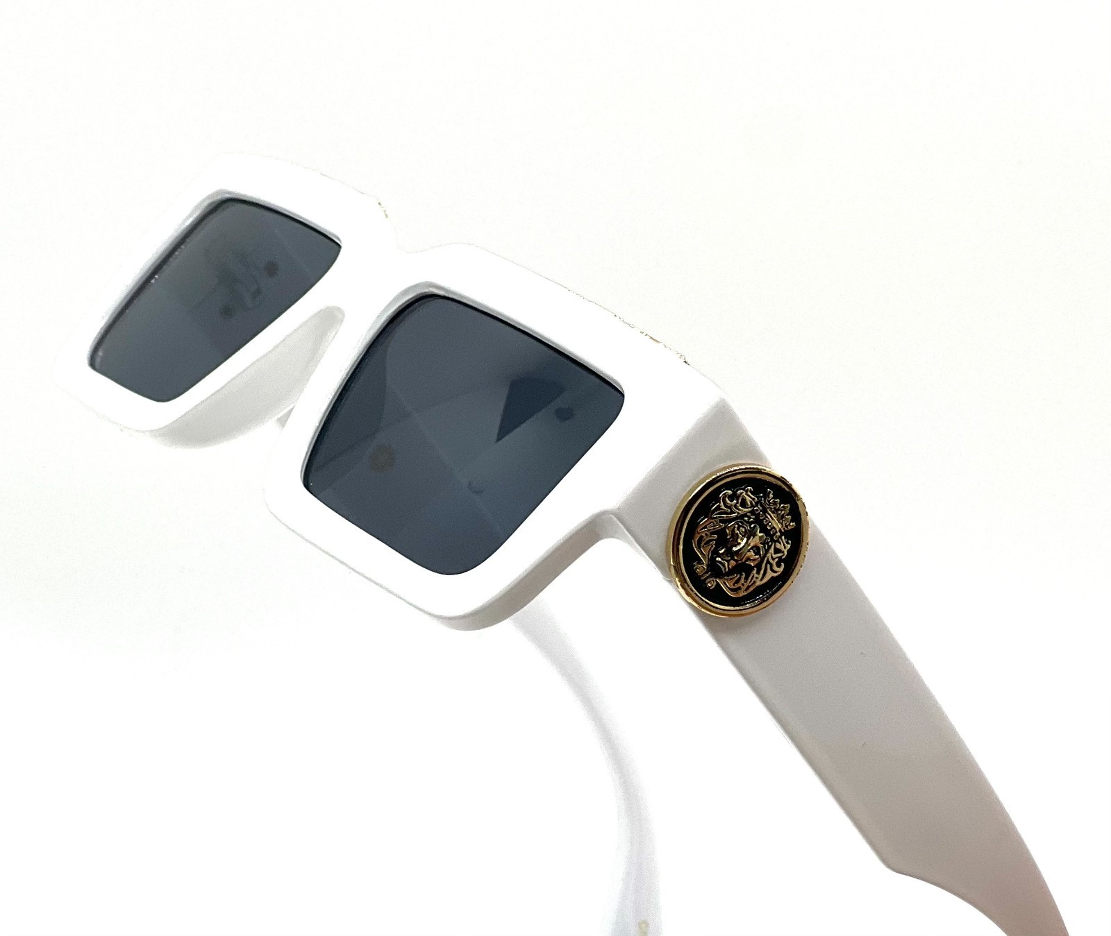 METALLIC OVERSIZED THICK BOLD SQUARE SUNGLASSES RETRO DESIGNER FASHION CLASSIC