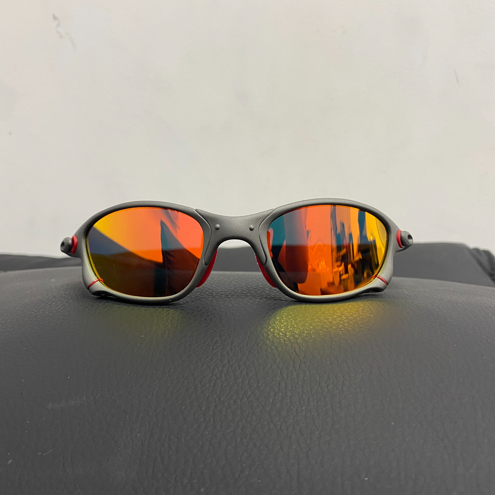 Oakley Juliet 2.0 X-Metal Polarized Sunglasses Red Lens Gray Frames Vintage