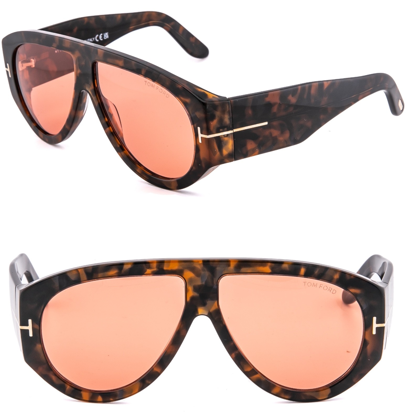 TOM FORD BRONSON FT1044 52S Brown Bold Aviator Sunglasses 1044 TF1044 Authentic