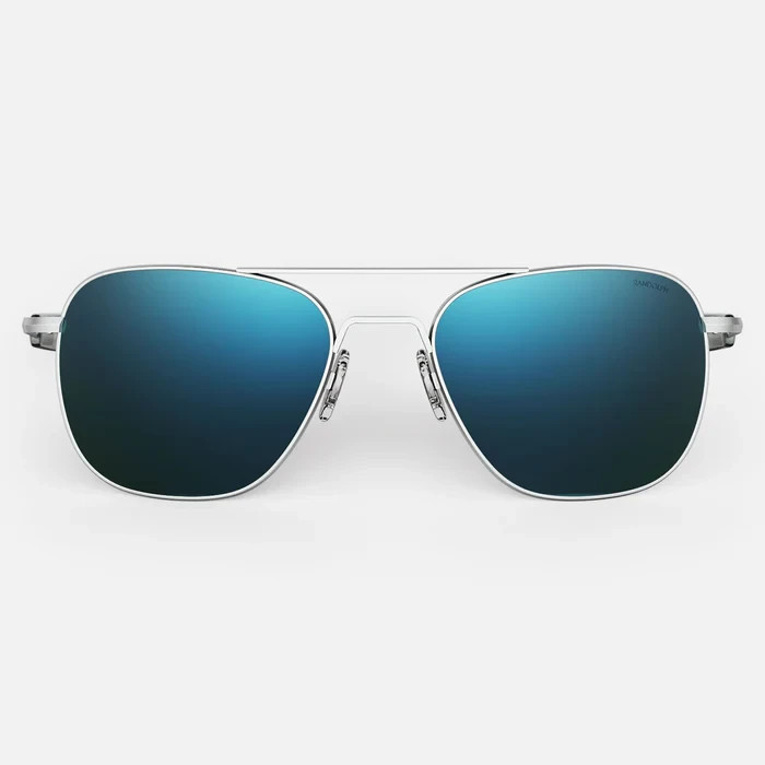 RANDOLPH AF576 55MM Aviator – Matte Black & Cobalt NOT POLARIZED