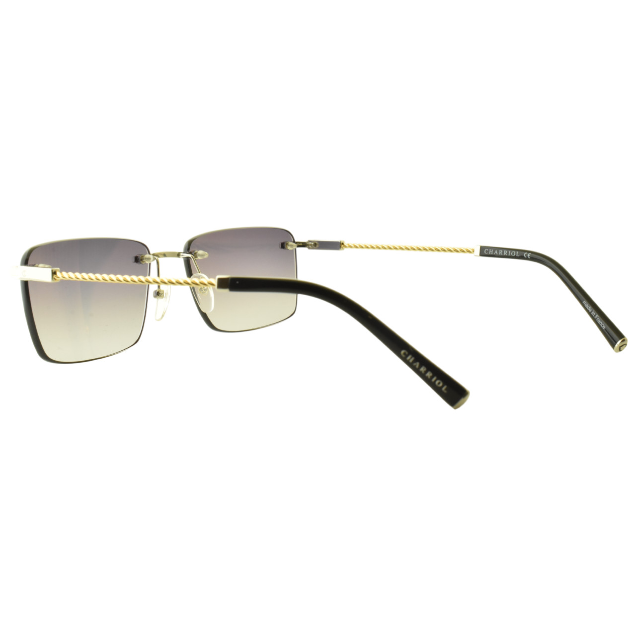 NEW!! PHILIPPE CHARRIOL PC81007 C02 Shiny Silver Rectangle Rimless Men Sunglass