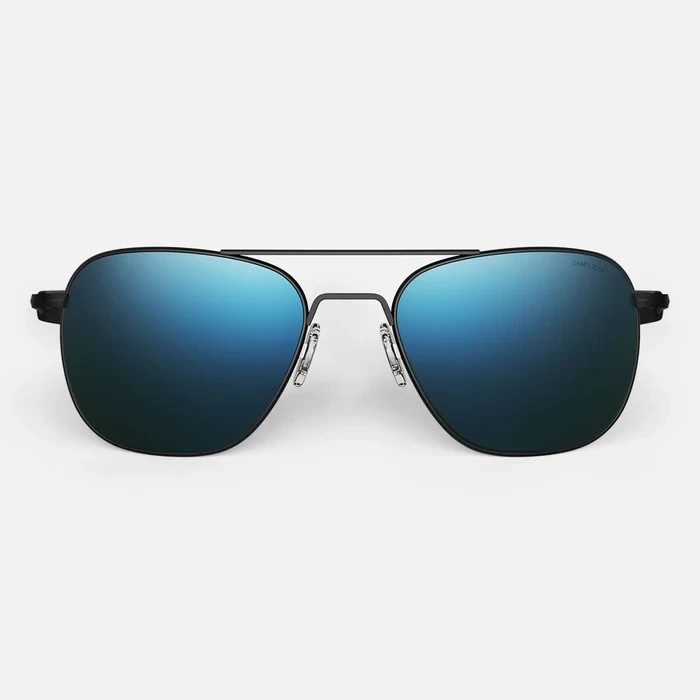 RANDOLPH AF576 55MM Aviator – Matte Black & Cobalt NOT POLARIZED