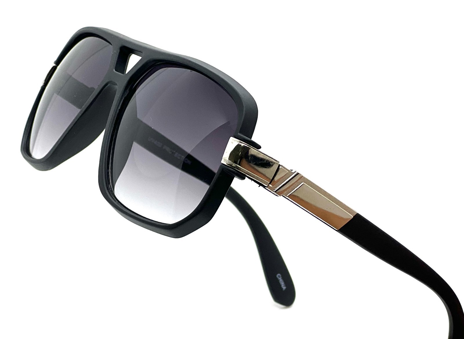 Men Sunglasses Designer Square Black Lens Gold Fashion Classic Retro Vintage NEW