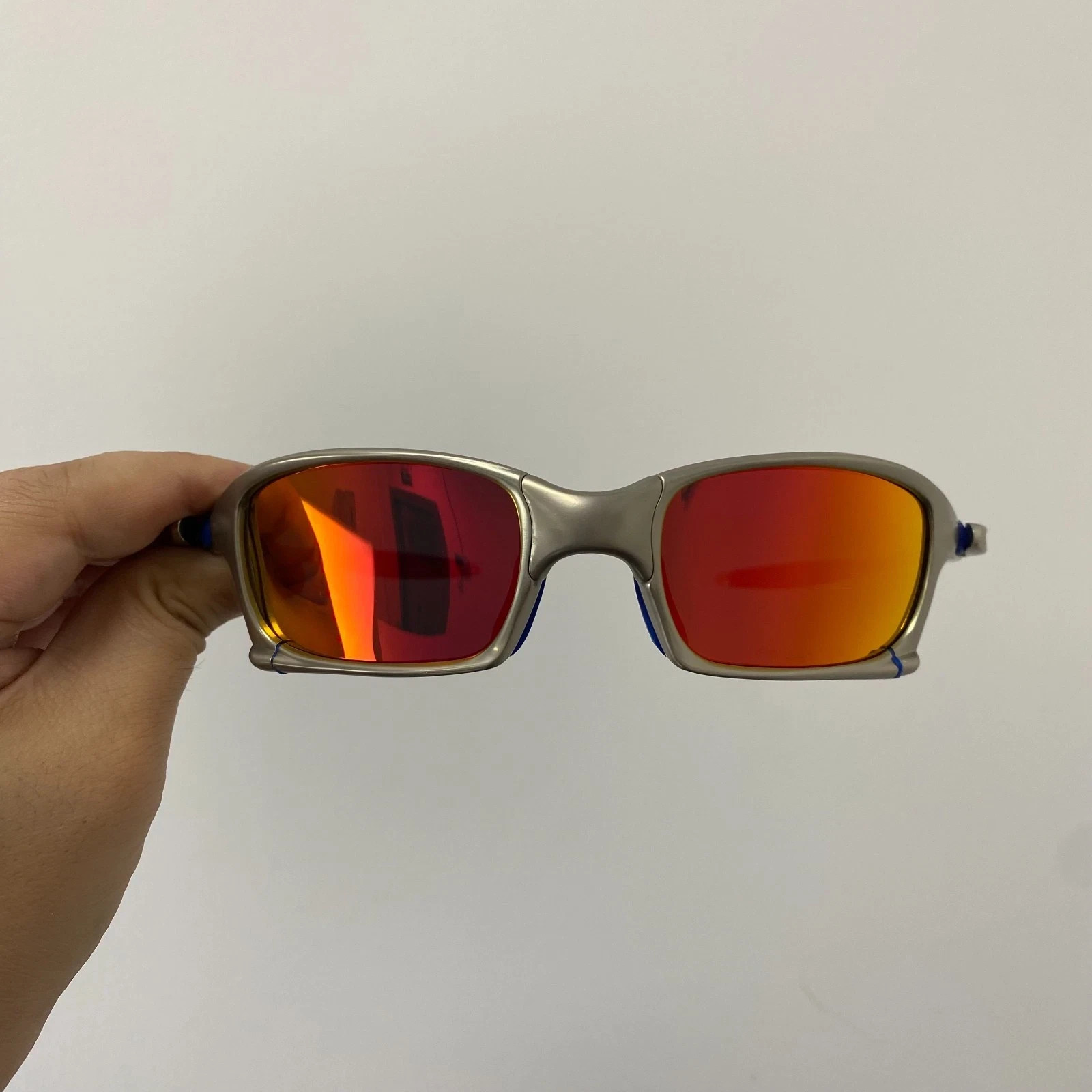 Oakley Squared X-metal Polarized Sunglasses Silver FrameRuby Lenses New