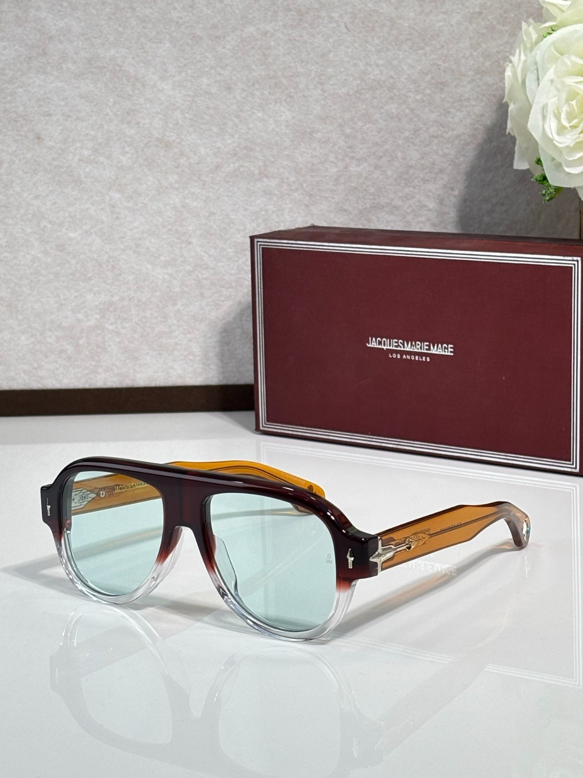 Jacques Marie Mage DRIFTWOOD Sunglasses Crystal/Cyan 58-18-150mm With Case New