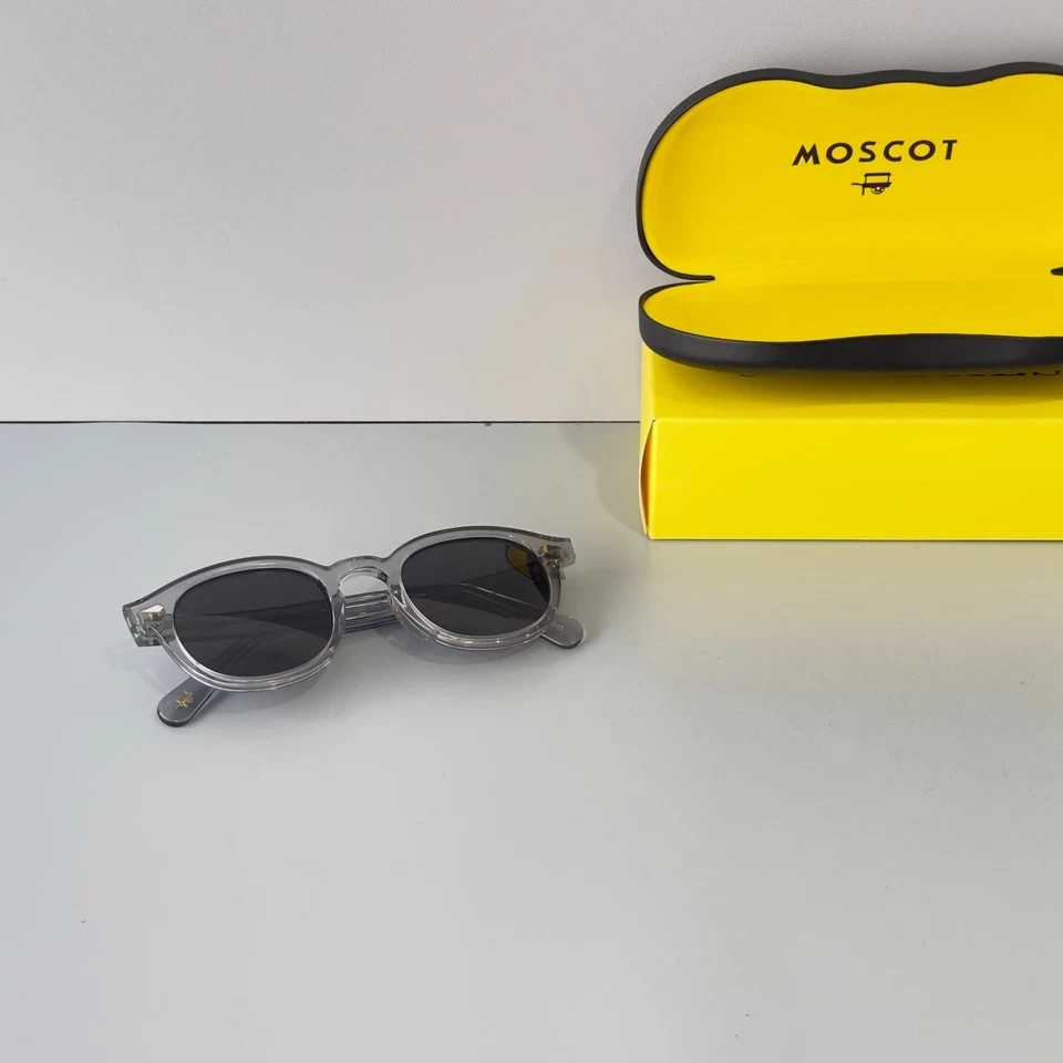 Moscot Lemtosh Crystal Grey Frame Dark Grey Lens Sunglasses Handmade Unisex